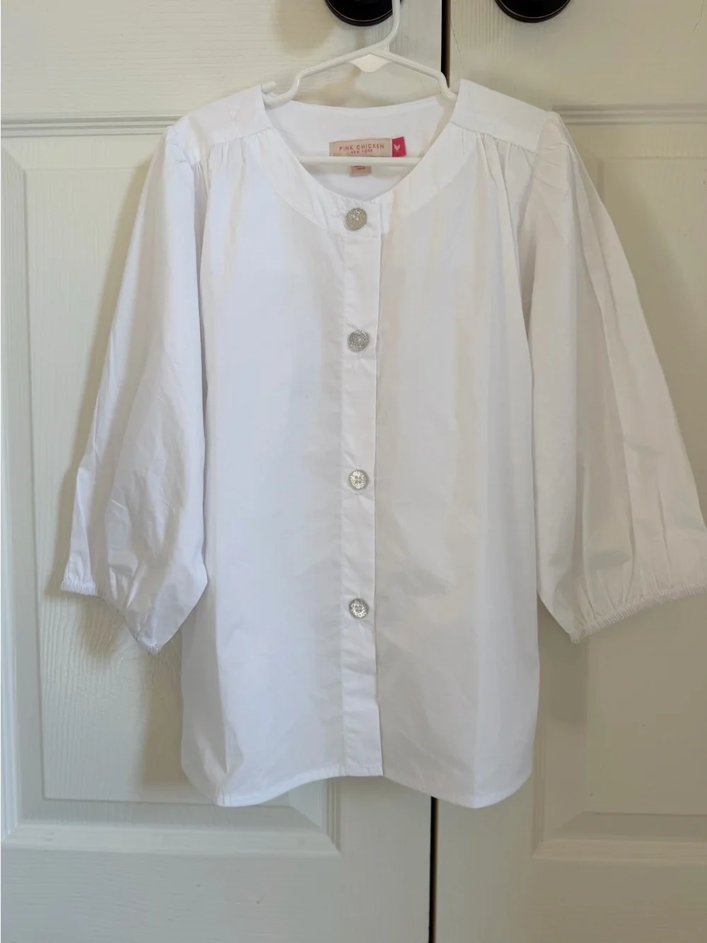 NWOT Pink Chicken Girls White Brooke Top size 12